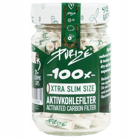 PURIZE Xtra Slim|Aktywne Filtry węglowe|Filterki z węglem aktywnym 100 szt. PURIZE Xtra Slim|Aktywne Filtry węglowe|Filterki z węglem aktywnym 100 szt.