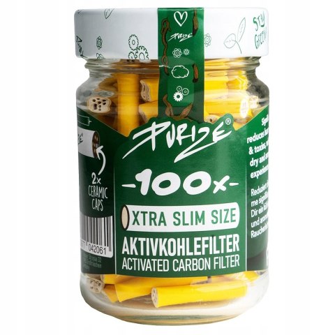 PURIZE Xtra Slim|Aktywne Filtry węglowe|Filterki z węglem aktywnym 100 szt. PURIZE Xtra Slim|Aktywne Filtry węglowe|Filterki z węglem aktywnym 100 szt.