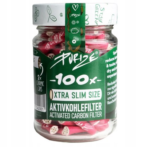 PURIZE Xtra Slim|Aktywne Filtry węglowe|Filterki z węglem aktywnym 100 szt. PURIZE Xtra Slim|Aktywne Filtry węglowe|Filterki z węglem aktywnym 100 szt.