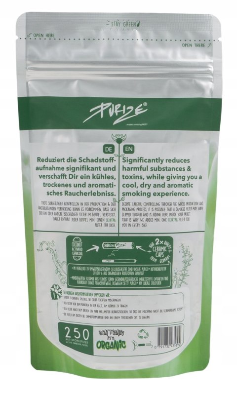 PURIZE Xtra Slim|Aktywne Filtry węglowe|Filterki z węglem aktywnym 250 szt. PURIZE Xtra Slim|Aktywne Filtry węglowe|Filterki z węglem aktywnym 250 szt.