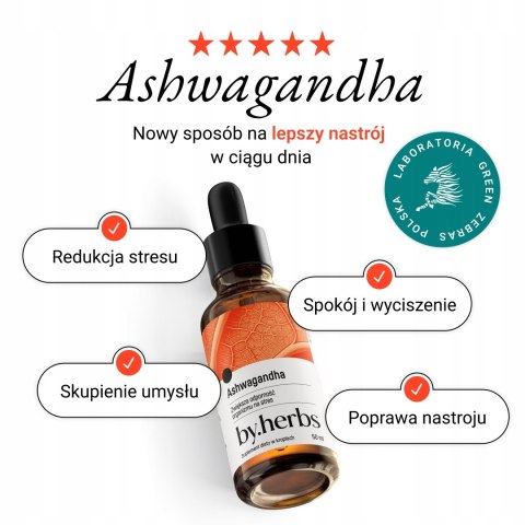 Ashwagandha MOCNY Ekstrakt PREMIUM Krople w płynie ADAPTOGEN 1500mg POLSKI