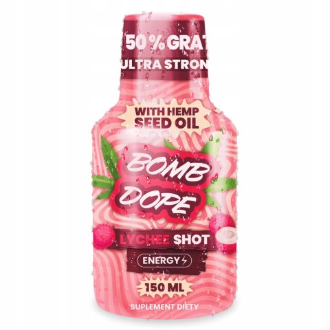 BOMB DOPE Konopny Shot LYCHEE Olej Olejek CBD Cannabis Hemp ENERGY 150ml BOMB DOPE Konopny Shot LYCHEE Olej Olejek CBD Cannabis Hemp ENERGY 150ml
