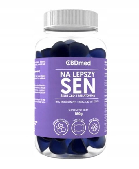 Żelki na lepszy sen CBD + melatonina 180 g (60 sztuk) CBDmed Żelki na lepszy sen CBD + melatonina 180 g (60 sztuk) CBDmed